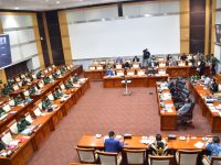 Formal meeting in a modern conference hall