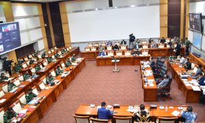 Formal meeting in a modern conference hall