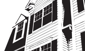 Modern Townhouse Facade, Architectural Illustration, Residential Building