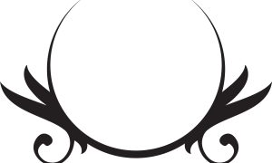 Elegant Scrollwork Circle Frame with Leafy Accents - Vintage Design Element