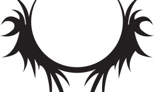 Abstract Tribal Sun Symbol, Black Silhouette on White Background
