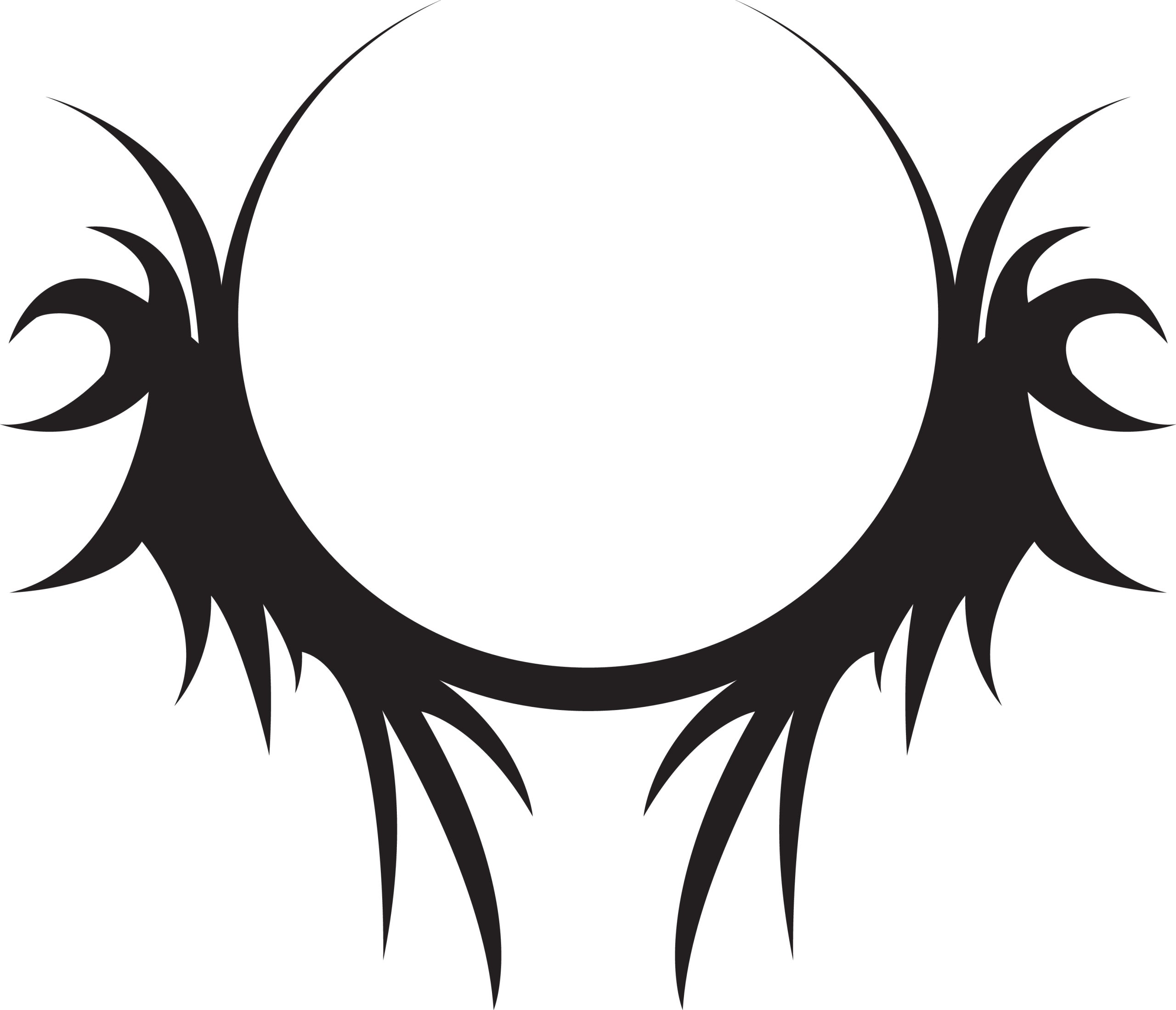 Abstract Tribal Sun Symbol, Black Silhouette on White Background