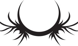Elegant Black Crescent Moon with Stylized Wings Graphic