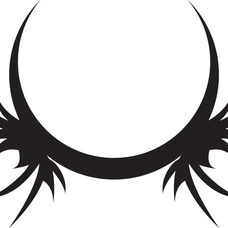 Elegant Black Crescent Moon with Stylized Wings Graphic