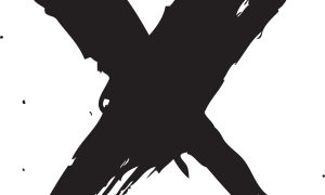 Black Ink Brush Stroke X Mark on White Background