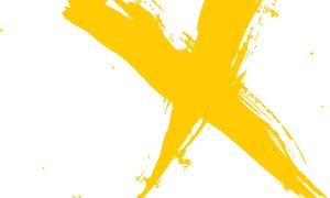 Yellow Brush Stroke X Symbol on White Background Yellow Brush Stroke X Symbol on White Background
