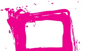 Pink Ink Square Frame with Splatter Effect on White Background