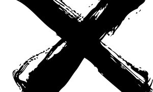 Black ink cross symbol, brush stroke, isolated on white background