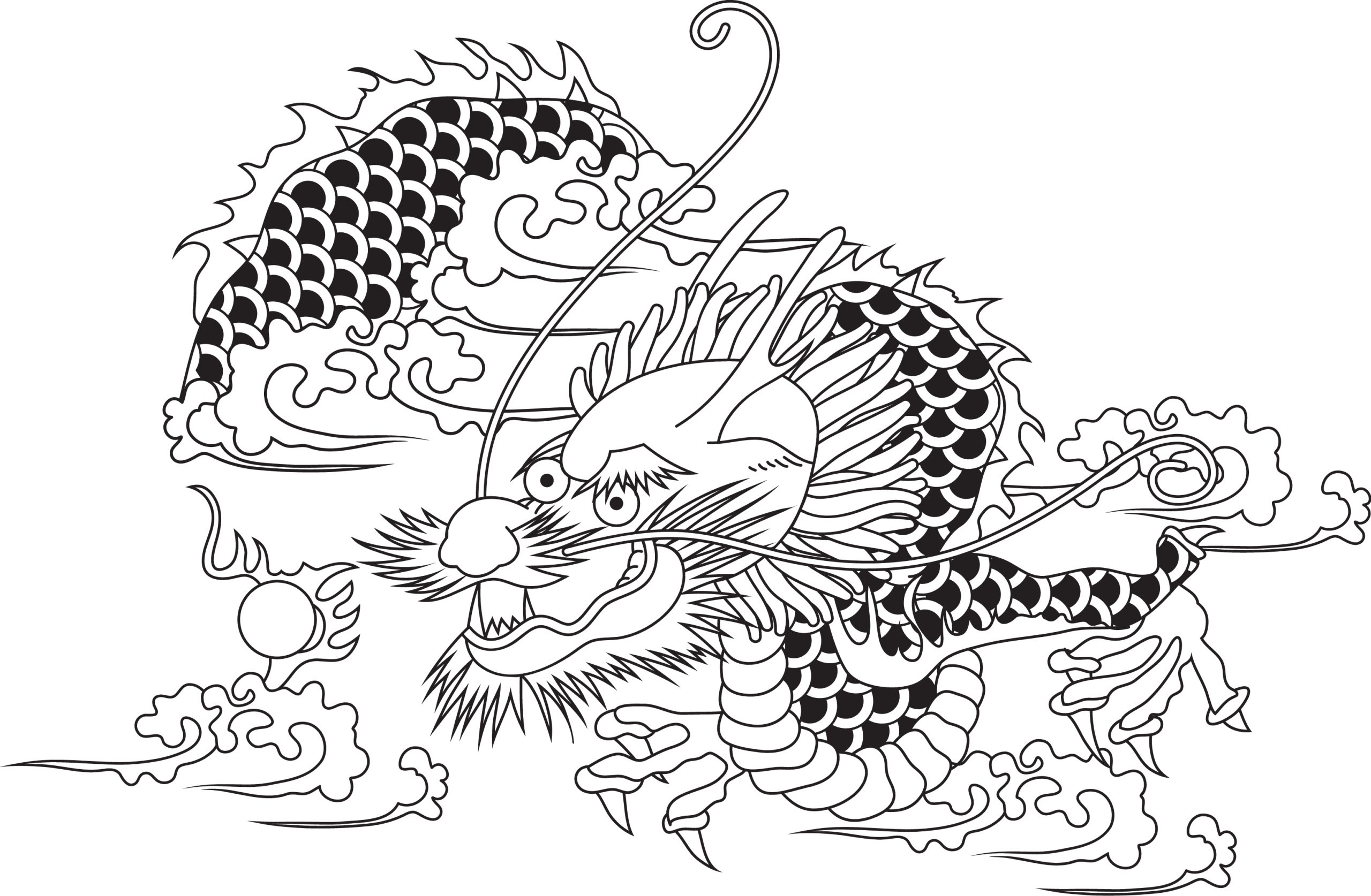 Traditional Chinese Dragon Illustration - Majestic Mythical Creature
