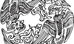 Chinese Phoenix and Dragon Yin Yang Symbol, Traditional Art