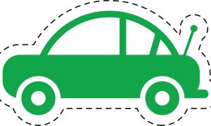 Green Car Icon with Dashed Cutout Border, Simple Vector Design Green Car Icon with Dashed Cutout Border, Simple Vector Design