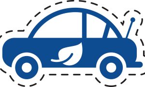 Eco Car Icon with Leaf Symbol, Green Transportation Concept Eco Car Icon with Leaf Symbol, Green Transportation Concept