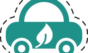 Eco Car Icon - Green Vehicle with Leaf Symbol, Sustainable Transport Eco Car Icon - Green Vehicle with Leaf Symbol, Sustainable Transport