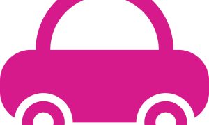 Pink Car Icon: Simple, Modern Silhouette for Transportation and Design