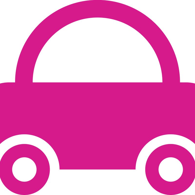 Pink Car Icon: Simple, Modern Silhouette for Transportation and Design