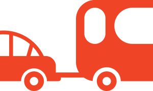 Car Towing Camper Trailer Icon - Travel and Holiday Vector Graphic