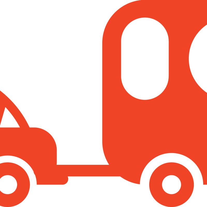 Car Towing Camper Trailer Icon - Travel and Holiday Vector Graphic
