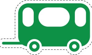 Green Caravan Icon Sticker - Travel and Camping Symbol