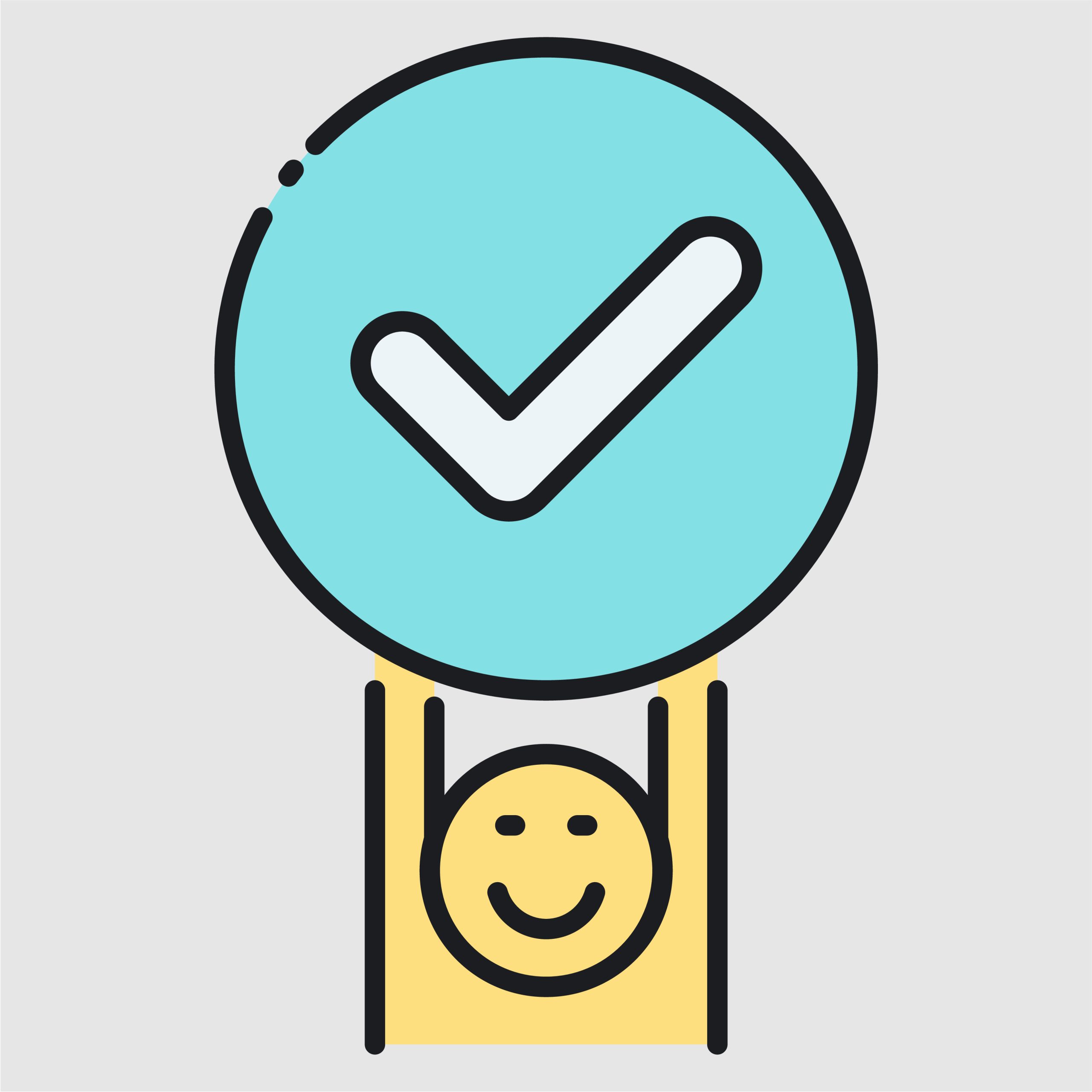 Happy Person Holding Blue Checkmark Icon - Success and Approval Concept 1 Approved icon