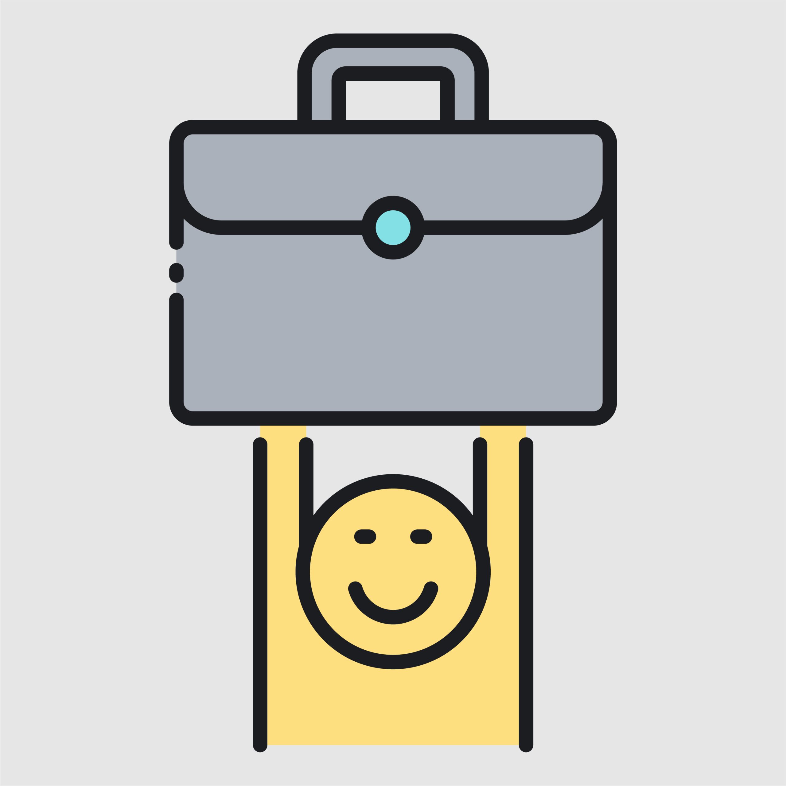 Happy Person Holding Briefcase Overhead - Business Success Concept Icon 1 Business Case icon