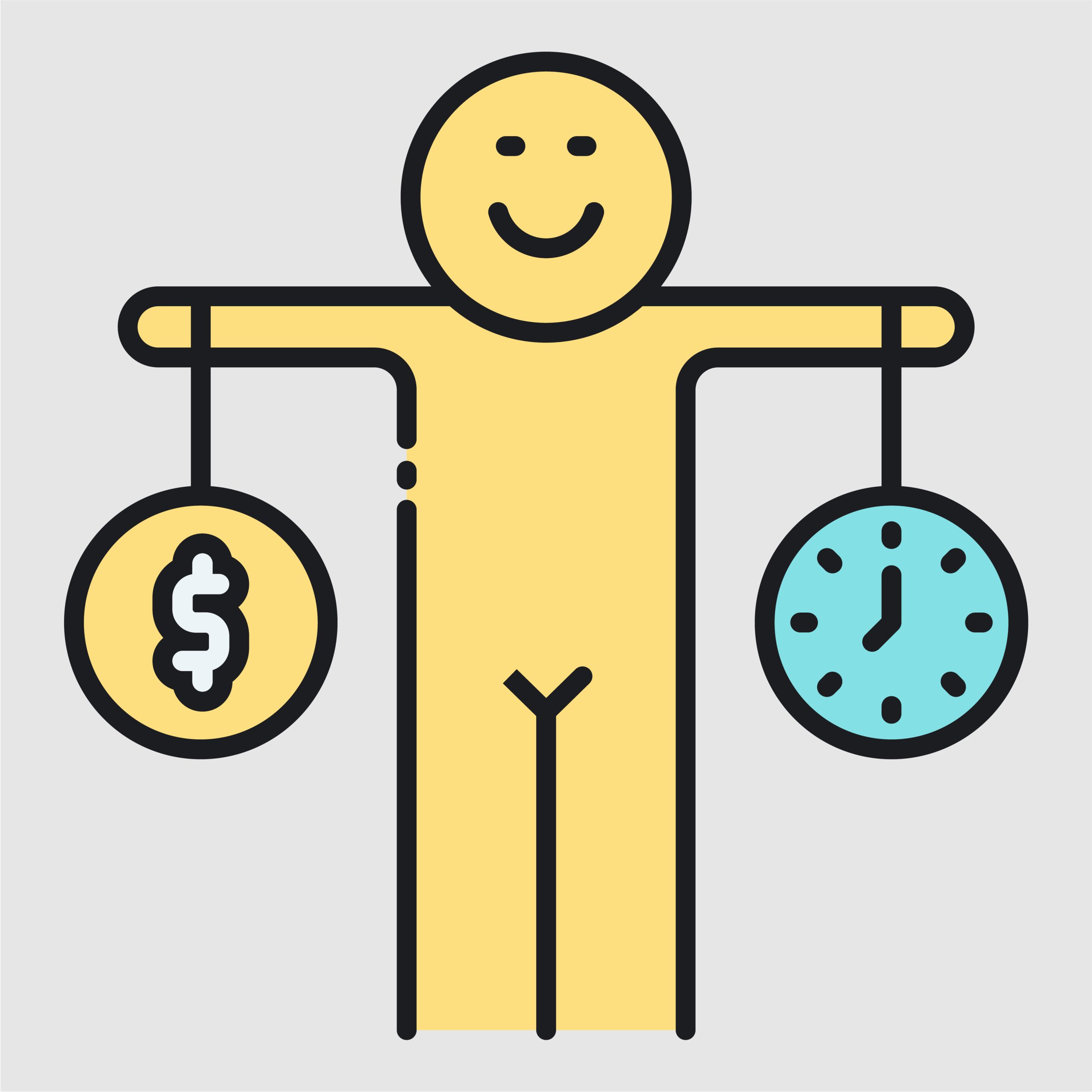 Person Balancing Money and Time Icon 1 Employee Cost icon