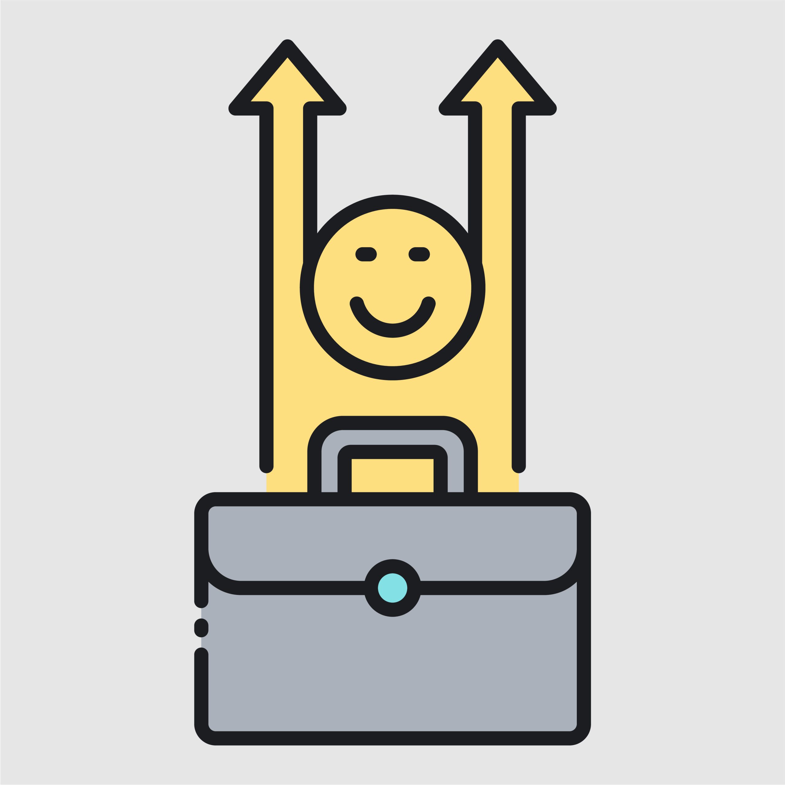 Happy Person With Briefcase and Upward Arrows Icon 1 Get On Top icon