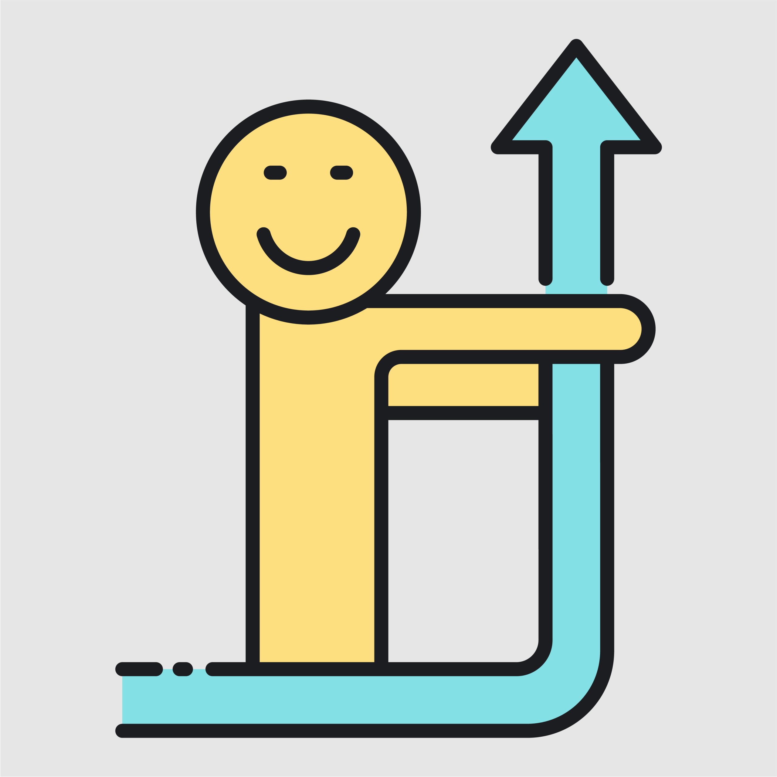 Happy Person Holding Upward Arrow Graph, Growth Concept 1 Growth Hacking icon